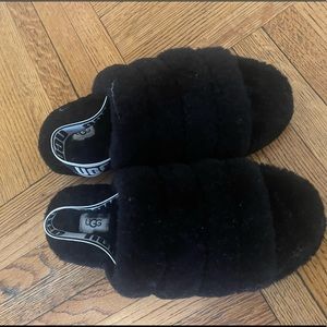 UGGs fluff yeah slides slippers black